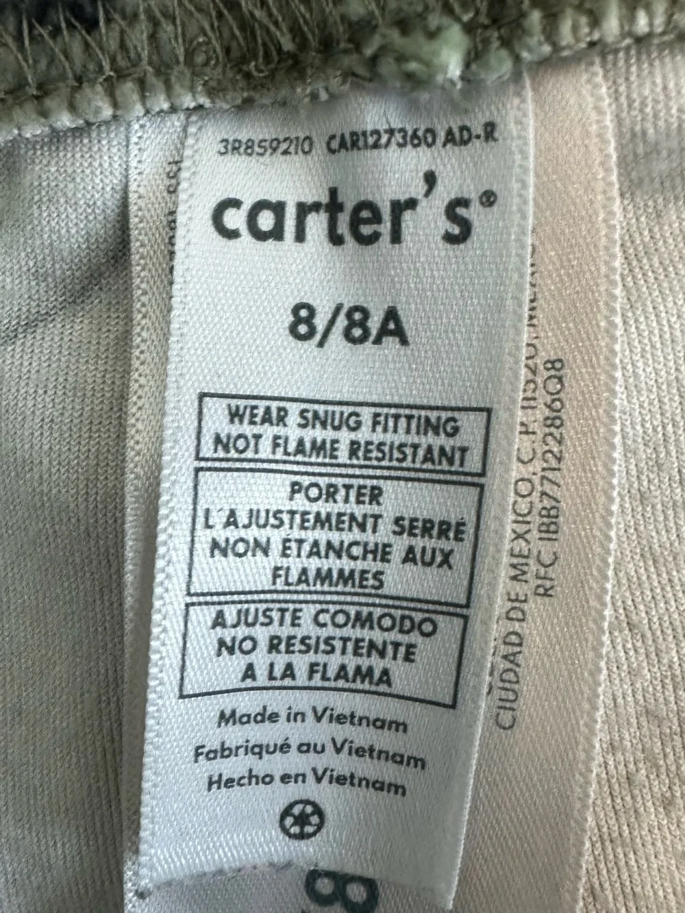 Carter's Olive Green Toddler pajama bottoms with Dino Print